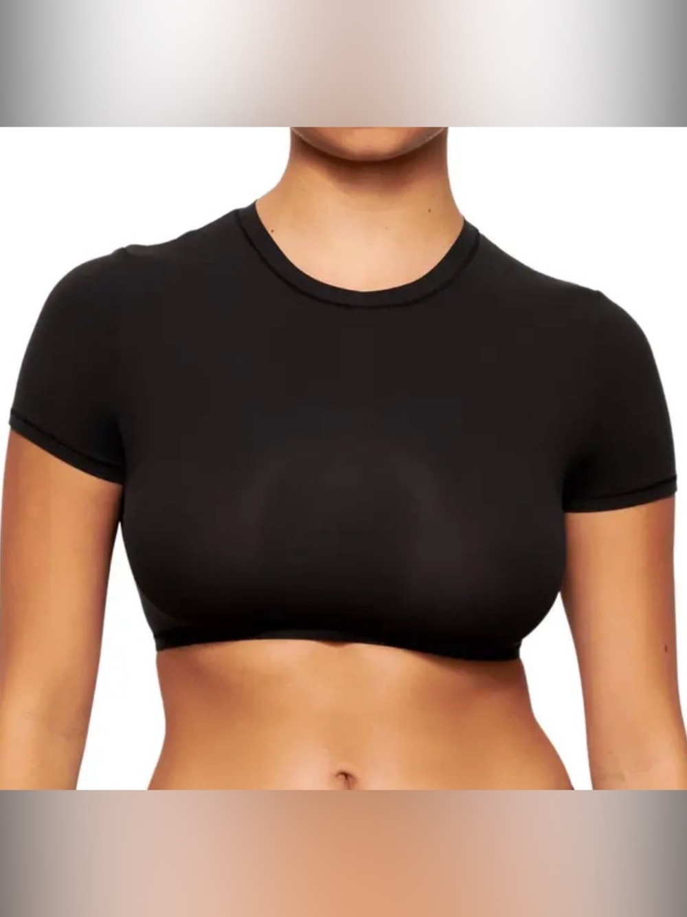 SKIMS Black Short Sleeve Crop Crew Top